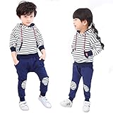 Honey baby　Honey baby　キッズ服 ガールズ 子供 2点セット フード 付き ジャージ　& パンツ セットアップ　スウェットスポーツウェア パーカー 長袖 ダンス 運動着 春秋 (1