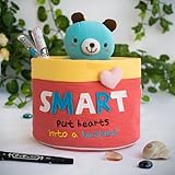 [熊＆ハート]刺繍入りアップリケ壁オーガナイザー/ Hanging Organizer / Storageボックス( 6 * 7 * 3.5 )