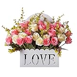 ホームデコレーション人工偽の結婚式のシルクの花ブッシュバスケット、r