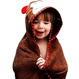 (ハニーブロッサム) HONEY BLOSSOM ベビー アニマル パイル おくるみ バスローブ 動物 お顔 と 耳 付き フード ポンチョ マント タオル地 出産祝い プレゼント A001 brow