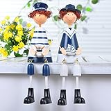 WINOMO 置物 人形 木製 人形おもちゃ かわいい置物 お座り人形 インテリア プレゼント 2個セット