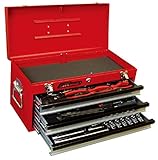 JTC 工具セット ハンドツール 工具箱 トップチェスト 3段引き出し ベアリングレール 鍵付 梨地塗装 64PCS工具セット JTCB065SET