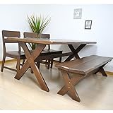 ダイニングセット5点 ダイニング5点セット ベンチ ラバーウッド無垢 6人用 アメリカンカントリー ASA-250 (ブラウン)