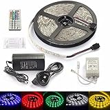 明るくGlimmer LEDストリップライトキット、16.4 Ft / 5 m防水300 LED 5050 RGB LEDストリングライト、Come With 44キーリモートコントロール& DC 1