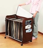 スラックスハンガー 押入れ収納 ワイシャツ収納ポケット3個 キャスター付き