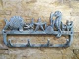 新しいCast Iron by yourluckydecor Nauticalタオルコートフック帽子フックキーラックタツノオトシゴ、ヒトデ、魚