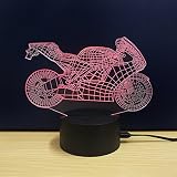 テーブルランプ3D創造性光るモトLEDナイトライトベッドルームベッドサイドランプホリデーギフト,Red