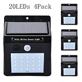 HUIJIN 防水20 LED 改良版 ソーラーウォールライト センサーライト 外灯 玄関ライト 人感センサー 太陽光発電 夜間自動点灯 電気代ゼロ 屋外照明/軒先/壁掛け/庭先/玄関周りなどのライト