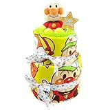 おむつケーキ アンパンマン 2段 出産祝い ベビーギフト フェイスタオル ウォッシュタオル ぬいぐるみ anpanman2