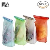Silicone Food Storage Bag - 4 Pack - [Reusable Freezer Storage Container] Preservation Airtight Cont