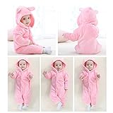 JUSH 柔らかい　ベビー＆キッズ用 ファション カバーオール ロンパース 着ぐるみ キッズコスチューム 子供 男の子 女の子 出産 祝い パジャマ 防寒着 スウェット (90cm, ピンク)