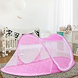Domybest ベビー 蚊帳 蚊対策 虫よけ 折りたたみ式 ワンタッチ ベビーベッド用 赤ちゃん 幼児ベッド用品 夏 携帯型 持ち運びに便利 ピンク