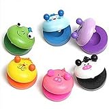 2個木製動物Castanets Kids Musical Instrument Playおもちゃラウンド文字Castanetsポケット面白い教育玩具