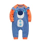 Yanqiao　ベビー服　カバーオール　ロンパース　ジャンプスーツ　クマ　動物　子どもダウンコート　フード付き　防寒アウター　カワイイ　9-12ヶ月
