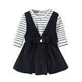 Ochine　春　韓国風　子供服　ストライプTシャツ＆サスペンダースカート　吊りスカート　カジュアル　学院風　プリンセス風 0-4歳設定