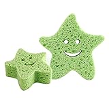 子供用　スポンジ　お風呂スポンジ　ベビー用　カートン　可愛い　入浴用 (緑のヒトデ)