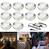 埋め込み式ライト FVTLED スポットライト DC12V 1.5W 防水仕様 ハイパワー 屋外 照明 外灯 誘導灯 どこでも簡単設置 CE RoHS認証 10個セット (ウォームホワイト)