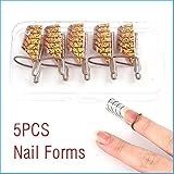 LuxBene（TM）の5pcs / lotの再利用可能なネイルフォームはUVジェルアクリルフランスのヒントアート（ゴールデン）のための拡張ツールネイル