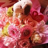 誕生日プレゼント　スヌーピー　フラワーギフト　プレゼント　花　フラワーアレンジメント　スヌーピー　　ぬいぐるみ　入り　ピンク系　◆スヌーピーカラーはお任せとなります