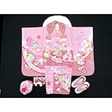 七五三 着物 3歳女の子 絵羽付被布コートフルセット(合繊)「桃赤＆桃鹿の子、鞠と熨斗」YEH103