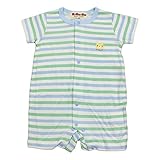 【SiShuNon/シシュノン】 ボーイズ半袖ロンパース ベビー服 子供服 男の子 ボーイズ クマ ボーダー 半袖 ロンパース 80 7 ブルー