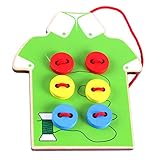 手動ゲーム木製スレッディングボタンon LacingボードToys for Kids
