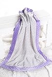 Bacati - Grey Ikat Chevron with Solid Border Plush Blanket (Grey Chevron/Lilac Border) by Bacati