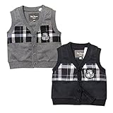 ベビー服 男の子 ベスト フォーマル 前開き エンブレム ワッペン装飾 男児 ベビー (1.グレー/90cm)