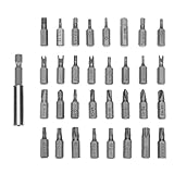 33pcsセキュリティスパナStar改ざん防止六角トルクスWingスクリュードライバービットwith 1 / 4 " 6.35 MM磁気ホルダードリルツール