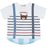 【本体綿100％】2017年 夏物 ZOOMIC ズーミック 天竺 サスペンダー アップリケ 半袖Ｔシャツ ホワイト◇95cm