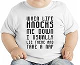 When Life Knocks Me Down I Visually Lie Slogan オーガニックベビーTシャツ 12 - 18 Months