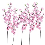 funnytoday365 6個ピーチ人工チェリーばねPlum Peach Blossom Branchシルクフラワーウェディングパーティー用ツリーDecors