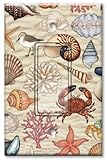 Printed壁プレートwith Matchingロッカースイッチおよび/またはコンセント – Beach Combing マルチカラー 4305-Printed-Single-DecoraSwitc