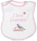 Raindrops I Love Grandpa Embroidered Bib, Pink/White by Raindrops