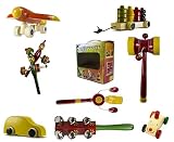 Ceejayおもちゃ8カラフルな木製Cars & Baby Rattlesセット