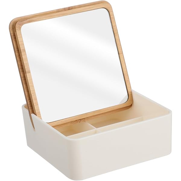 Amazon | 収納ケース 鏡付き アクセサリーケース 卓上鏡 卓上ミラー