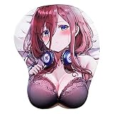 BINGXIN 五等分の花嫁 中野三玖 おっぱいマウスパッドお尻マウスパッド滑り止め キーボードパッド マウスパッド アニメ3dのセクシーなマウスパッド