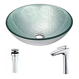 Spiritoシリーズdeco-glass容器シンクでChurningシルバーwith Crown蛇口でクロム