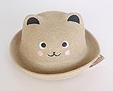 赤ちゃん かわいい ハット くま うさぎ 麦わら ぼうし おしゃれ 選べる 4 カラー あごひも 付き 動物 (ブラウン)