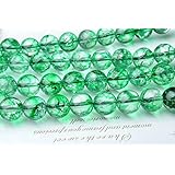 【 福縁閣 】12mm 【 クラック水晶（爆裂水晶） （グリーン） 】 １連（約３８ｃｍ）_R1584-12/A6-6 天然石 パワーストーン ビーズ