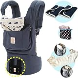 ベビーウエストベルト付エルゴベビー・抱っこ紐 【正規品2年間保証-SG認定付】 マリーン (よだれパッド＋エルゴ収納用ポーチ＋ママ&ベビー両用カバー付）