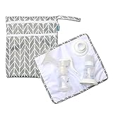 Teamoy ウェットバッグ(防水バッグ) パット付き さく乳器 母乳パック 母乳ボトル 保管 移動 便利(グレー矢)