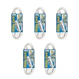 Prime Wire & Cable EC820608-5-PK 8-Feet 16/3 SPT-2 3-Outlet Utility Indoor Cord, 5-Pack, White [並行輸入