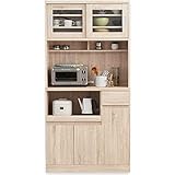 キッチン収納 食器棚 レンジ台 スライド扉 オープン スライド収納 B+Aタイプ ハイタイプ ナチュラル