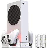 ElecGear Vertical Cooling and Charging Stand for Xbox Series S, 2X Rechargeable Battery and Dual Charger Dock for Xbox Contro