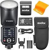【GODOX正規代理店】Godox V100-C V100C TTL カメラフラッシュ (Canon 用)、Godox V1Pro-C アップグレード版、100ws ラウンドヘッドフラッシュ (OLED スクリーンおよび SU-1 付き)、2.4G HSS 1/8000S リチウムイオン 7.2V/2980mah、Godox V100C (Canonカメラ用)