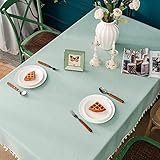 starink テーブルクロス 北欧 長方形正方形 撥水 防水 お洒落 可愛い しっかり生地 (ライトグリーン, 140x220)