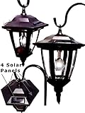 Black Vintage Shepard Hook Solar Lantern Outdoor Light [並行輸入品]