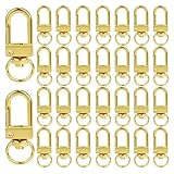 HappyHome ナスカン キーホルダー金具 30個セット 全長32mm 内径10mm 回転フック アクセサリ金具 亜鉛合金製 (ゴールド)