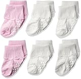 Jefferies Socks Baby Girls' Non-Skid Scalloped Turn Cuff 6 Pack White/Pink Toddler [並行輸入品]
